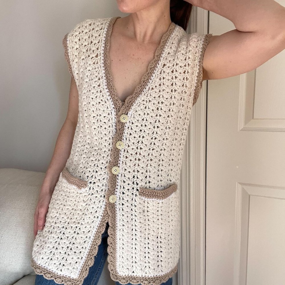 Vintage 70's Long Crochet Vest